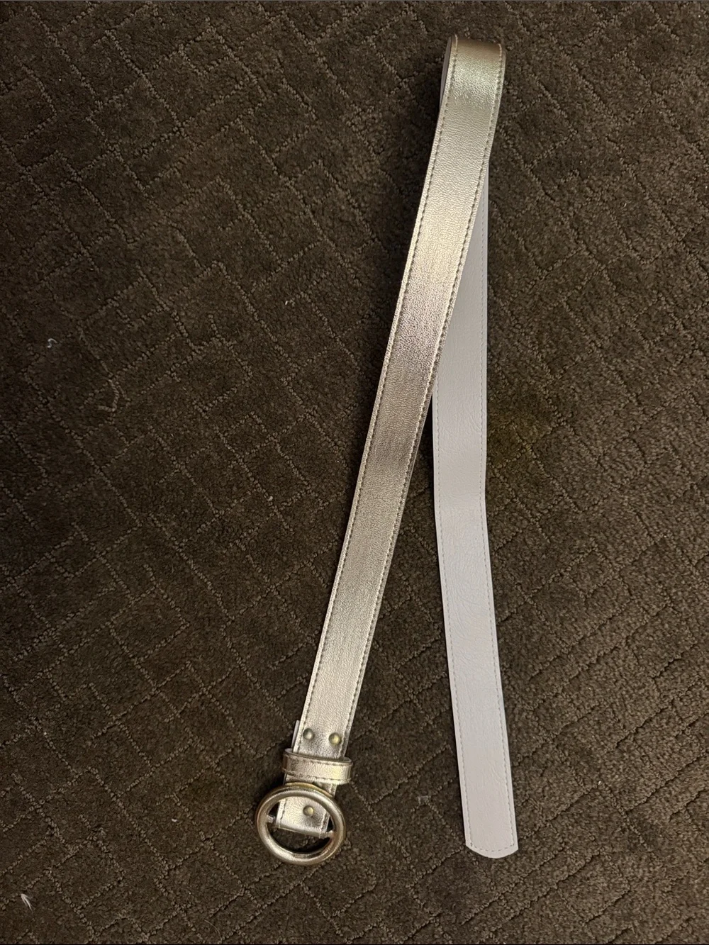 Women's Metallic Gold Belt with Round Buckle